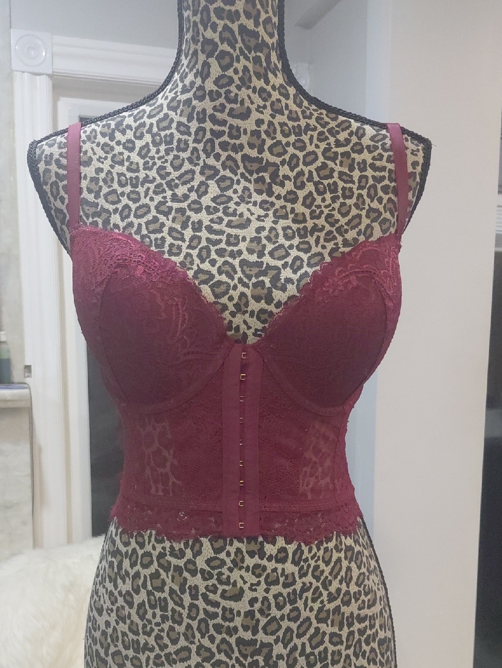 La SENZA Burgundy Lace Longline Bustier